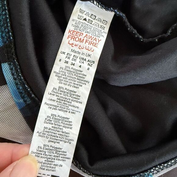 Pretty Little Thing Mesh Bodycon Midi Tube Dress Blue Abstract 4 - Picture 15 of 16